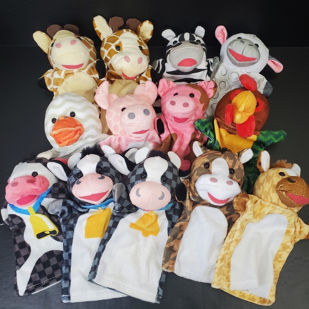 Melissa and Doug Lot‎ 13 Hand Puppets Farm Zoo Jungle Animals Classrom Preschool